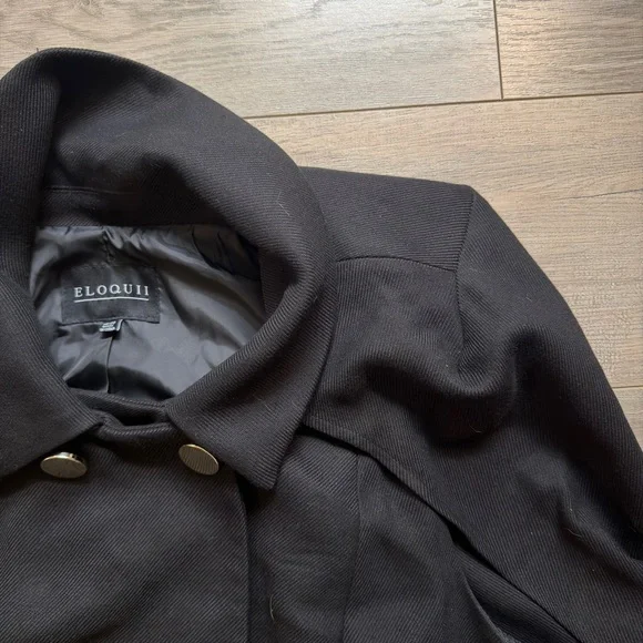 Eloquii Black Cape Coat with Gold Accents - Picture 3 of 4